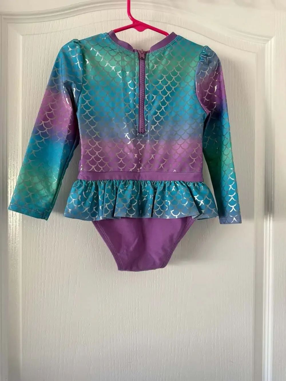 Cat & Jack Toddler Girls Long Sleeve Mermaid One-Piece Swimsuit Size 4T